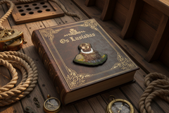 Patch Camões deitado sobre Os Lusíadas